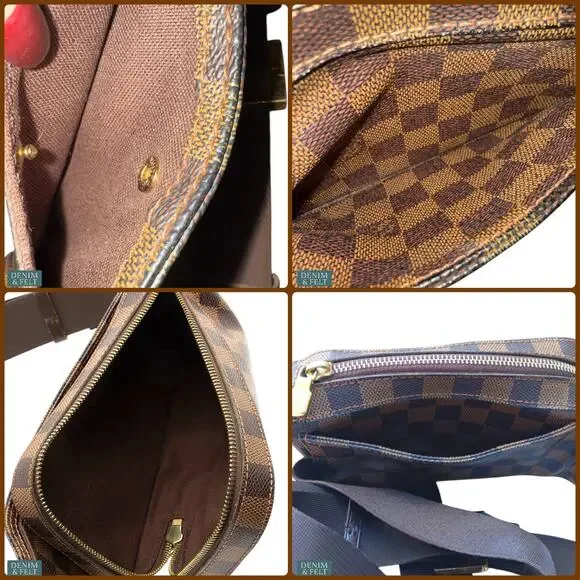 Louis Vuitton Damier Ebene Geronimos Sling Crossbody Belt Bag Brown Canvas Luxe